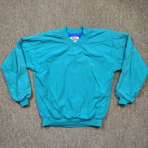 Vintage SUN MOUNTAIN SPORTS HEADWIND Pullover Men M Aqua Blue Nylon Windbreaker